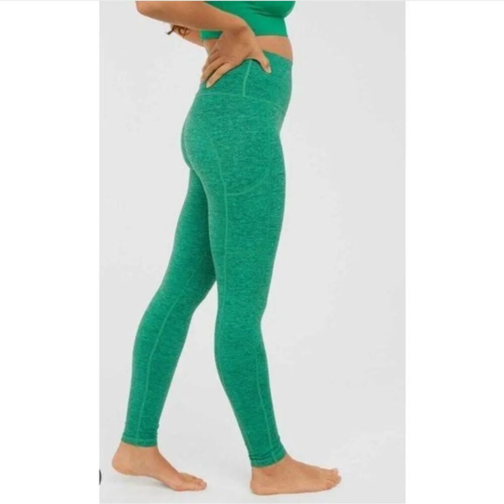 NWT OFFLINE Aerie The Hugger High Waisted Pocket Legging Green Alpine